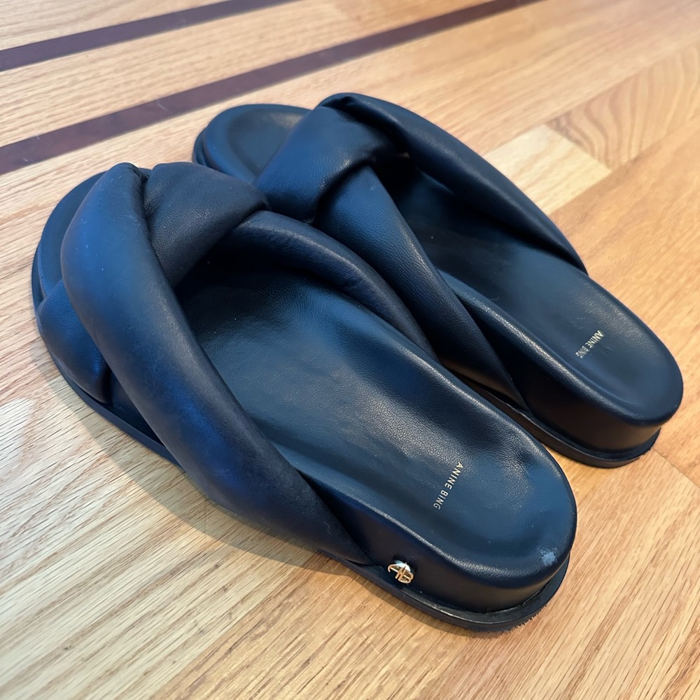 Anine Bing Black Kiva Sandal Slides Sz US 7 (37)